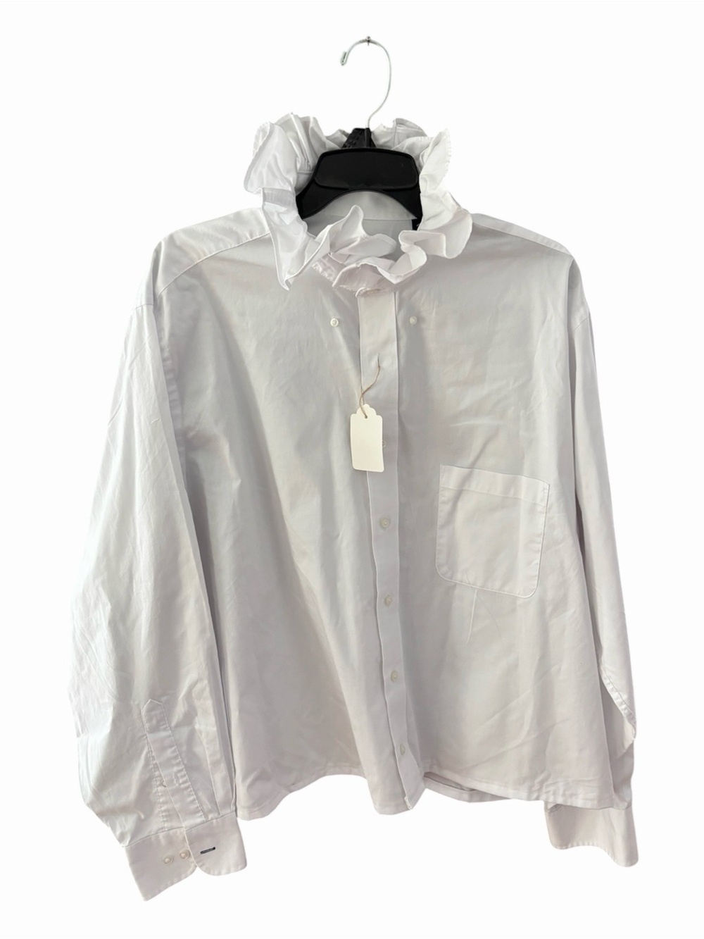 White Ruffle Collar Men’s Shirt